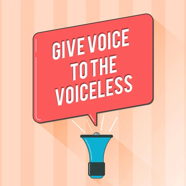 Text sign showing Give Voice To The Voiceless. Conceptual photo Speak out on Behalf Defend the Vulnerable — Stock Photo, Image