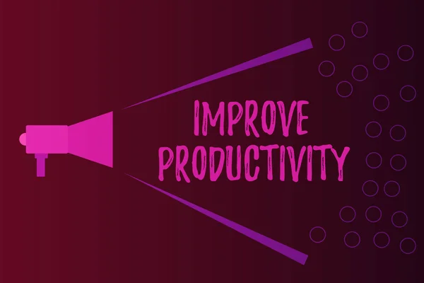 Nota de escritura que muestra Mejorar la productividad. Foto de negocios que muestra Mejora la calidad del tiempo de entrada y Perforanalysisce — Foto de Stock