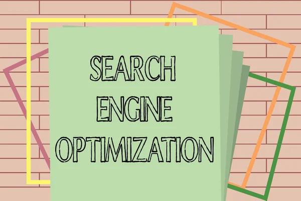 Handgeschreven tekst schrijven van Search Engine Optimization. Begrip betekenis maximaliseren van het aantal ofwebsite bezoekers — Stockfoto