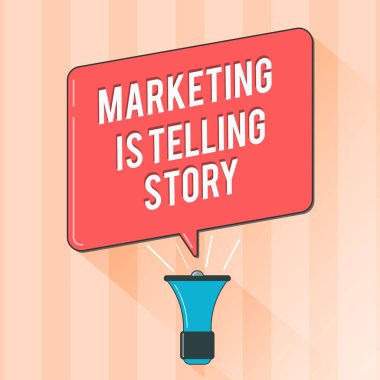 Pazarlama olduğunu hikaye gösterilen metin işareti. Kavramsal fotoğraf marka ürün veya hizmet içine nefes hayat