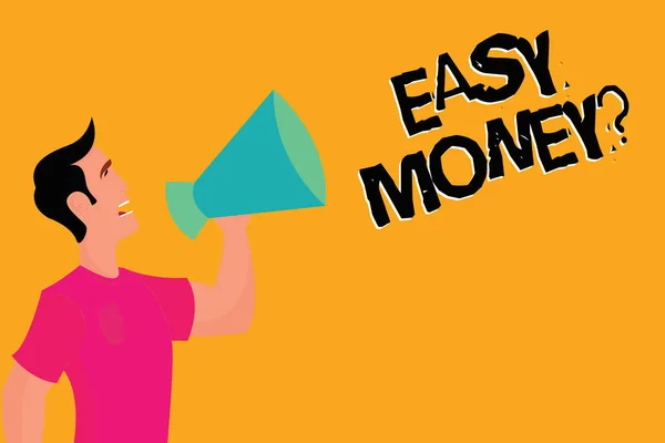 Sinal de texto mostrando pergunta Easy Money. Foto conceitual Receitas obtidas facilmente, especialmente de forma desonesta — Fotografia de Stock