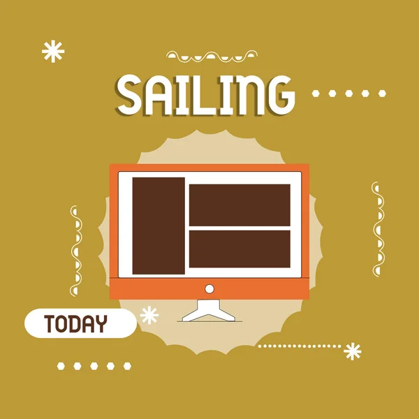Szöveg írása Word vitorlázás. Üzleti koncepció a vitorla-hajó vagy csónak Sport Travel tengeri kaland a fellépés — Stock Fotó