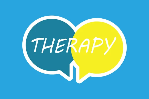 Word pisanie tekstu terapii. Koncepcja biznesowa dla leczenia przeznaczone do łagodzenia lub leczyć zaburzenia opieki zdrowotnej — Zdjęcie stockowe