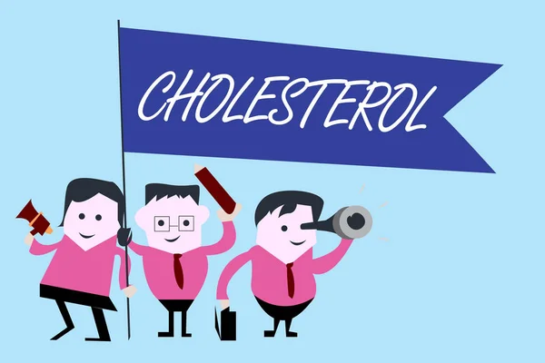 Escribiendo una nota que muestra el colesterol. Foto comercial que muestra alcohol esteroide presente en células animales y fluidos corporales — Foto de Stock