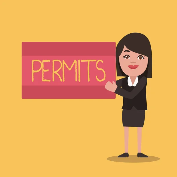 Writing note showing Permits. Business photo showcasing Officially allow someone to do something Permission Legal documents — Stock Photo, Image