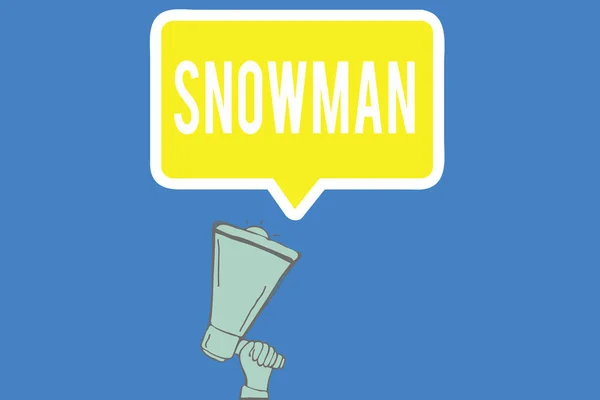 雪だるまを示すテキスト記号。圧雪で作成された概念的な写真 huanalysis 図の表現 — ストック写真