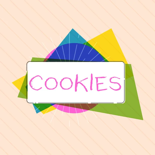 Texto para escrita de palavras Cookies. Conceito de negócio para biscoito doce Sobremesa Delicioso alimento Snack Pequeno bolo levantado — Fotografia de Stock