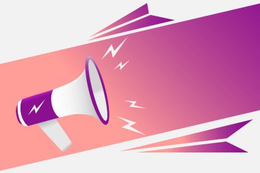 Düz tasarım iş illüstrasyon kavramı dijital pazarlama iş holding megafon için Web sitesi ve promosyon afiş. Çizgi film insan eli holding megafon. Sosyal medya kavramı.