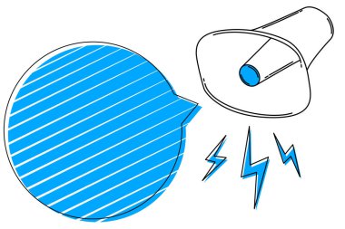 Düz tasarım iş illüstrasyon kavramı dijital pazarlama iş holding megafon için Web sitesi ve promosyon afiş. Çizgi film insan eli holding megafon. Sosyal medya kavramı