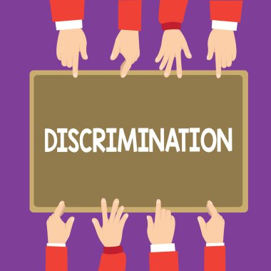 Kavramsal el ayrımcılık gösterilen yazma. İş fotoğraf metin gösteren farklı kategoriler önyargılı tedavisi