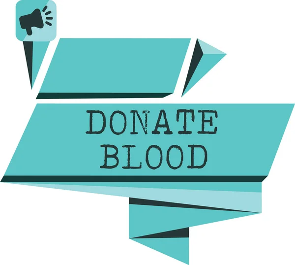 Word tekst intoetsen Doneer bloed. Businessconcept voor verwijst naar de collectie van het bloed vaak van donoren — Stockfoto