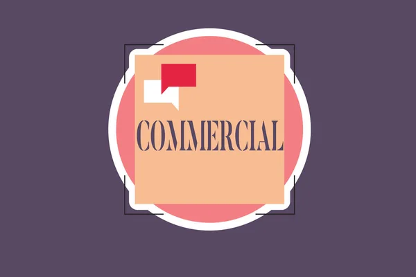 Conceptual hand writing showing Commercial. Business photo text Concerned with or engaged in commerce Intended to make profit — Stock Photo, Image