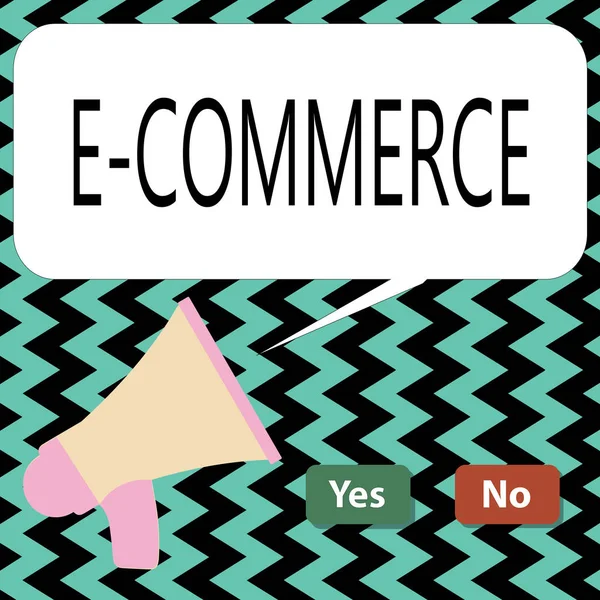 Conceptuele hand schrijven tonen van E Commerce. Zakelijke foto tekst commerciële transacties elektronisch op het Internet — Stockfoto
