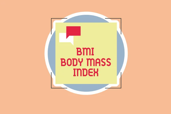 Написання Примітка показ ІМТ індекс маси тіла. Бізнесі фото демонстрації жиру в організмі на основі ваги та вимірювання ваги — стокове фото
