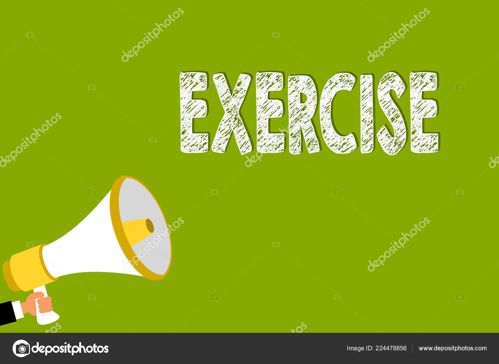 Word writing text Exercise. Business concept for activity requiring  physical effort carried out sustain health Man holding megaphone  loudspeaker green background message speaking loud. Stock Illustration by  ©artursz #224478856