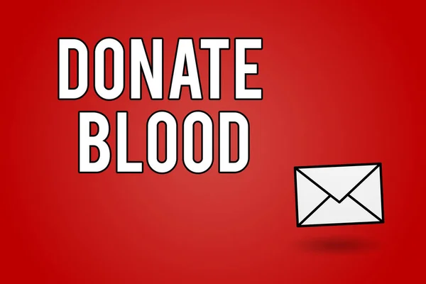 Teks tulisan tangan Donate Blood. Konsep yang berarti Wasit untuk pengumpulan darah Umumnya dari donor — Stok Foto