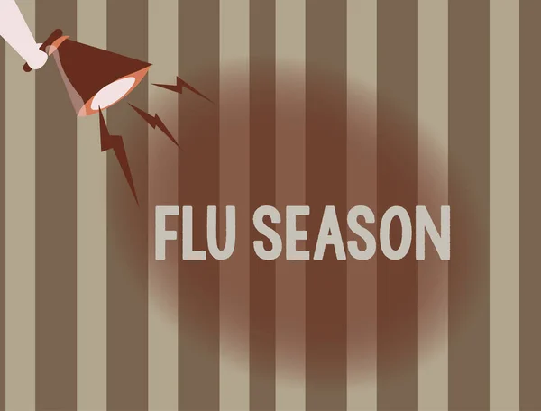 Texte indiquant la saison grippale. Photo conceptuelle Période de l'année particulièrement l'hiver où l'analyse montrant obtenir la grippe — Photo