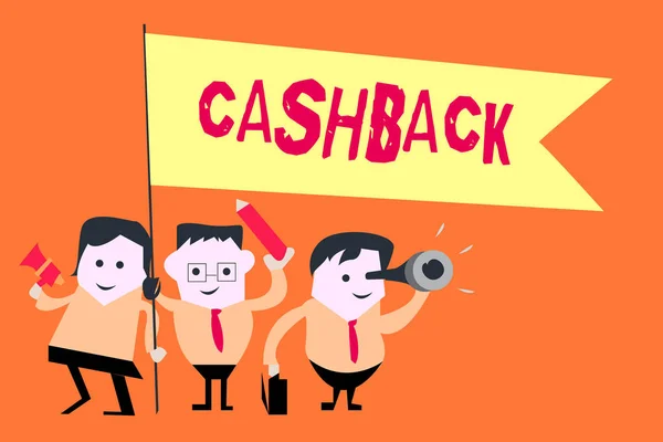 Texto de escritura de palabras Cashback. Concepto de negocio para incentivo ofrecido a los compradores ciertos productos por los cuales reciben efectivo — Foto de Stock