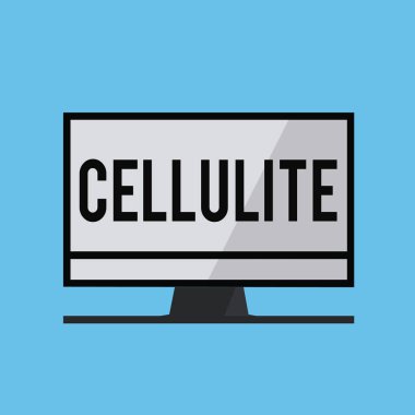 Selülit gösterilen metin işareti. Kavramsal fotoğraf kalıcı subcutaneous yağlı cilt dimpling neden