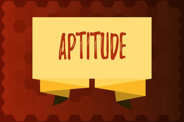 Tekst teken weergegeven: Aptitude. Conceptuele foto natuurlijke vermogen tendens te doen iets vaardigheid Talent perforanalysisce — Stockfoto