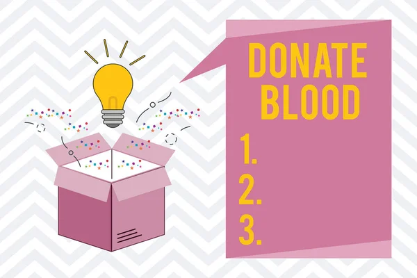 Znak textu zobrazeno darovat krev. Konceptuální fotografie odkazuje odběrem krve běžně od dárců — Stock fotografie