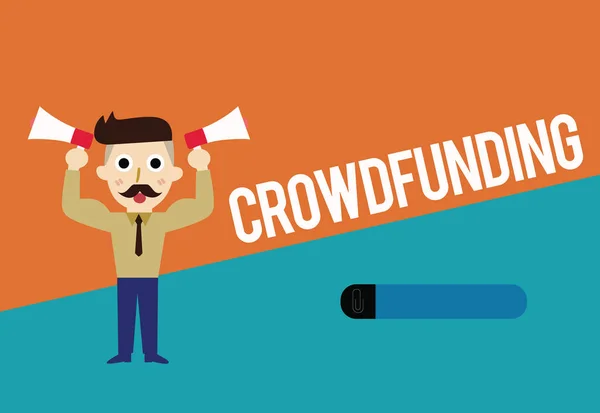 Tekst teken weergegeven: Crowdfunding. Conceptuele foto financiering van een project door het inzamelen van geld uit groot aantal weergegeven: — Stockfoto