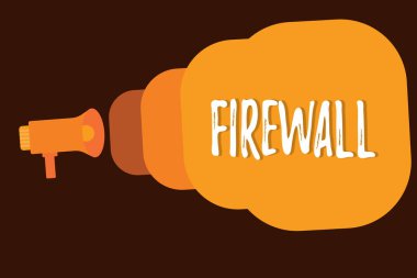 Firewall 'dan el yazısı metni. Kavram, ağ veya sistemi güvenlik duvarı ile yetkisiz erişimden korumak anlamına gelir