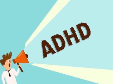 Conceptual hand writing showing Adhd. Business photo text Mental health disorder of children Hyperactive Trouble paying attention clipart