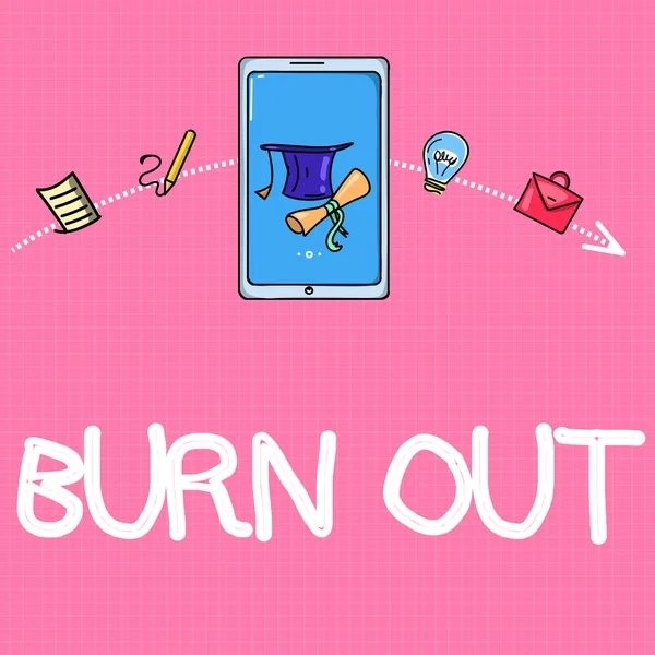 Konzeptionelle Handschrift, die Burn-out zeigt. Geschäftstext Gefühl körperlicher und emotionaler Erschöpfung chronische Müdigkeit — Stockfoto