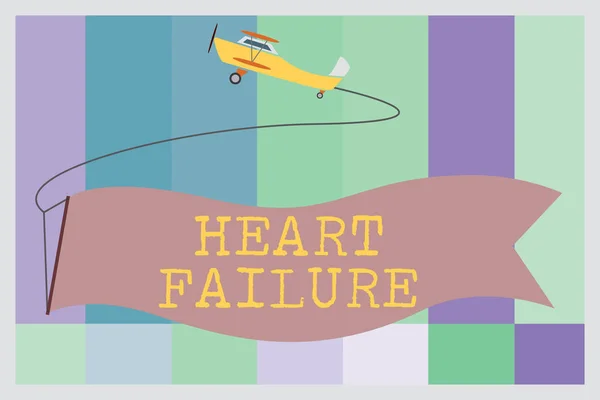 Word writing text Heart Failure. Business concept for Failure of the heart to function well Unable to pump blood