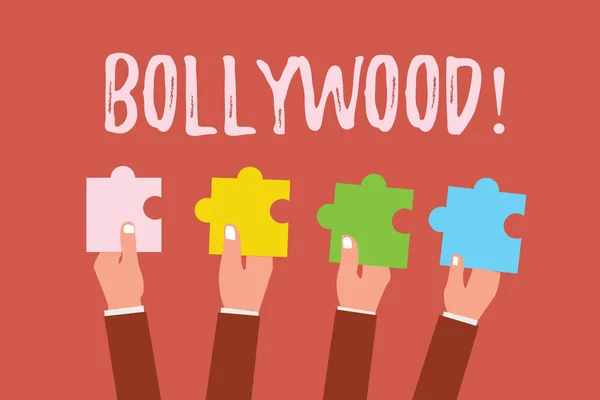 Catatan menulis yang menunjukkan Bollywood. Foto bisnis menampilkan industri film populer India Sinematografi Mumbai — Stok Foto