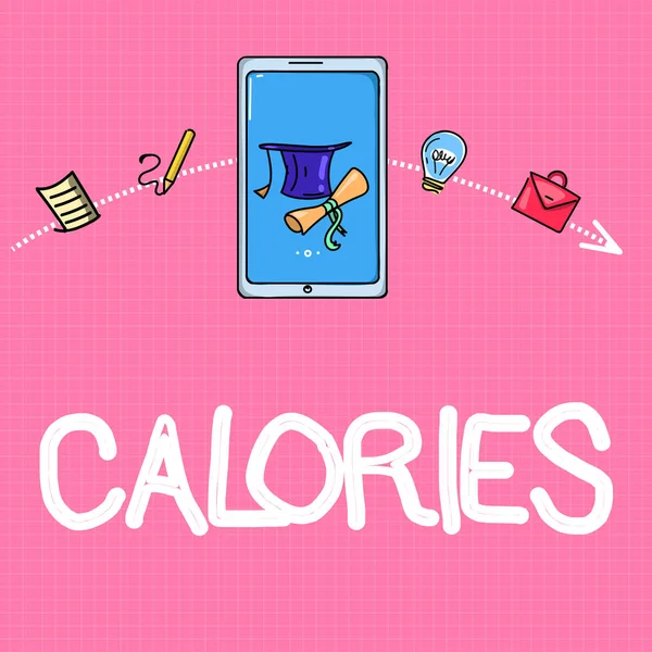 Tulisan tangan konseptual menunjukkan Kalori. Bisnis foto teks Energi yang dirilis oleh makanan seperti yang dicerna oleh badan huanalysis — Stok Foto