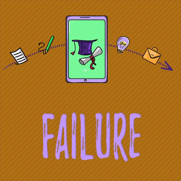 Κείμενο πινακίδα που δείχνει την αποτυχία. Εννοιολογική φωτογραφία αμέλεια ή παράλειψη αναμένεται απαιτούμενη ενέργεια έλλειψη επιτυχίας — Φωτογραφία Αρχείου