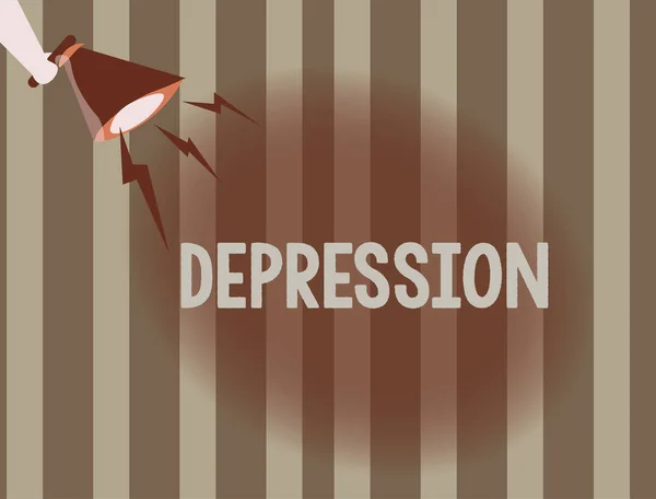 Κείμενο πινακίδα που δείχνει την κατάθλιψη. Εννοιολογική φωτογραφία αισθήματα απογοήτευσης σοβαρή και κατήφεια διαταραχή της διάθεσης — Φωτογραφία Αρχείου