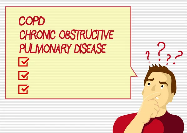 Texto manuscrito Copd Doença Pulmonar Obstrutiva Crônica. Conceito significado Doença pulmonar Dificuldade em respirar — Fotografia de Stock