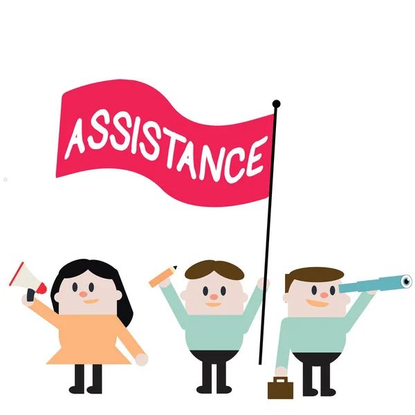 Текст для написания слов Assistance. Концепция ведения бизнеса по оказанию помощи в работе по обмену людьми — стоковое фото