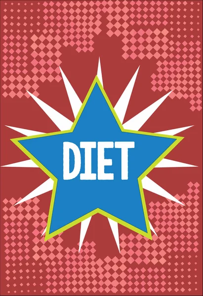 Szöveg írása diéta szó. Üzleti koncepció, az egészséges életmód csökkenti élelmiszer-bevitelt vegetáriánus nincs koleszterin — Stock Fotó