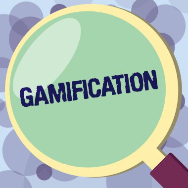 Gamification gösterilen metin işareti. Kavramsal fotoğraf oyun oynarken diğer alanlarına tipik öğeleri uygulanması