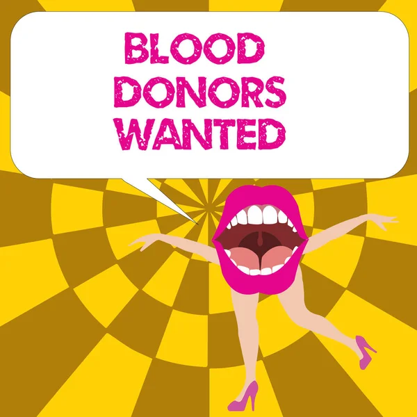 Escritura conceptual que muestra Donantes de Sangre Buscados. Texto de foto de negocios Buscando a alguien dispuesto a donar su sangre —  Fotos de Stock