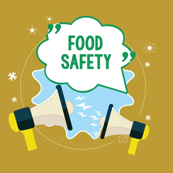 Text sign showing Food Safety. Conceptual photo Conditions and practices that preserve the quality of food — Stock Photo, Image