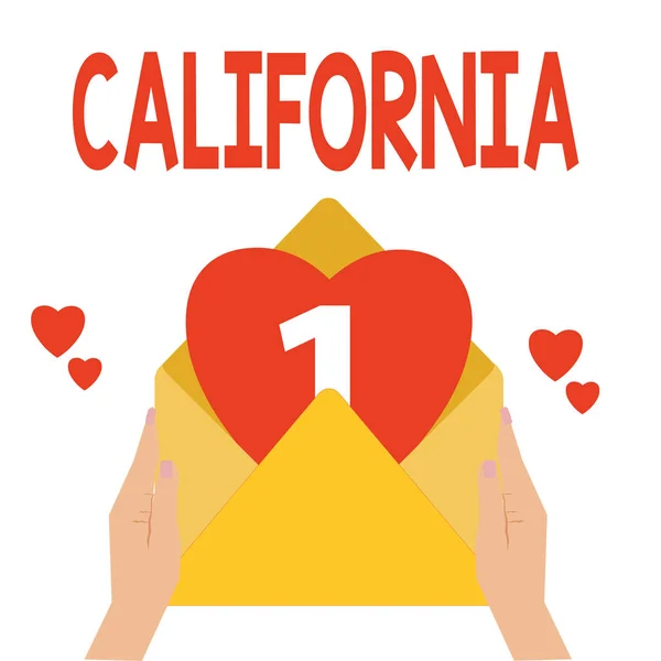 Tekst skrevet av California. Forretningskonsept for stat på vestkysten av USA Beaches Hollywood – stockfoto