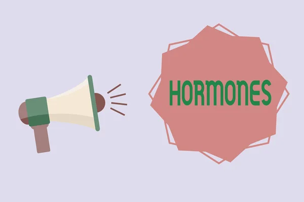 Kavramsal el hormonlar gösterilen yazma. İş fotoğraf metin düzenleyici madde organizmada üretilen doku sıvısı taşınan — Stok fotoğraf