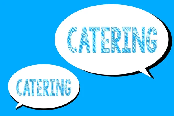Ord skriva text Catering. Affärsidé för tillhandahålla visar med mat dryck vid sociala evenemang eller andra sammankomsten — Stockfoto