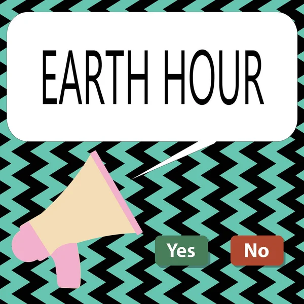 Εννοιολογική χέρι γραφή δείχνει την ώρα της γης. Επαγγελματίες φωτογραφία κείμενο παγκόσμιο κίνημα να ζητούν μεγαλύτερη δράση για την κλιματική αλλαγή — Φωτογραφία Αρχείου