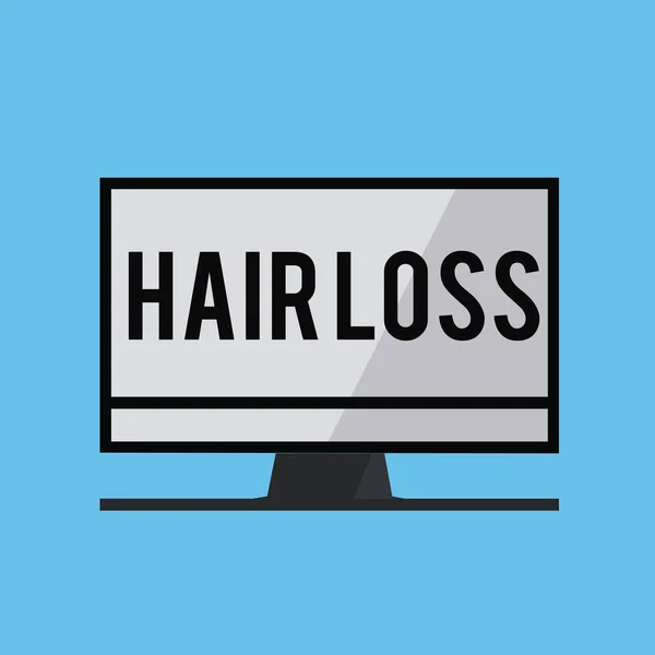 Sinal de texto mostrando perda de cabelo. Foto conceitual Perda de cabelo huanalysis da cabeça ou de qualquer parte do corpo Calvície — Fotografia de Stock