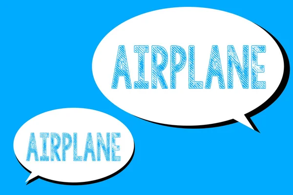 Γράφοντας κείμενο λέξη αεροπλάνο. Επιχειρηματική ιδέα για αεροσκάφη όχημα που έχει σχεδιασθεί για ταξίδια εναέρια μεταφορά — Φωτογραφία Αρχείου