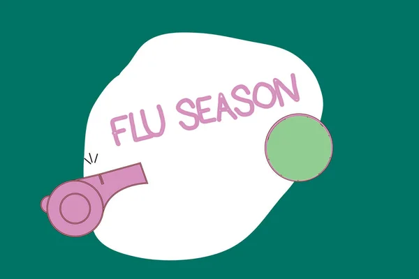 Writing note showing Flu Season. Business photo showcasing Time of year specially winter where analysisy showing get influenza — Stock Photo, Image