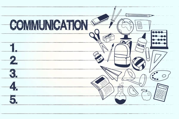 Konzeptuelle Handschrift, die Kommunikation zeigt. geschäftlicher Fototext Vermittlung oder Austausch von Informationen durch mündliche Schrift — Stockfoto