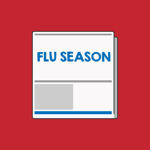 Writing note showing Flu Season. Business photo showcasing Time of year specially winter where analysisy showing get influenza — Stock Photo, Image