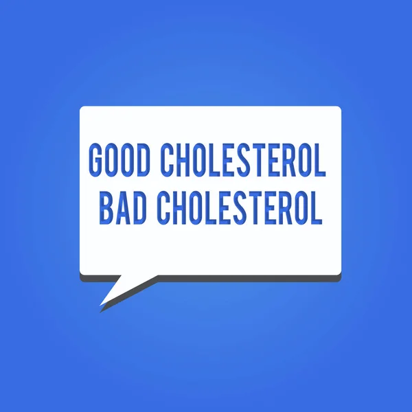 Wort schreiben Text gutes Cholesterin schlechtes Cholesterin. Geschäftskonzept für Fette im Blut stammt aus der Nahrung, die wir essen — Stockfoto